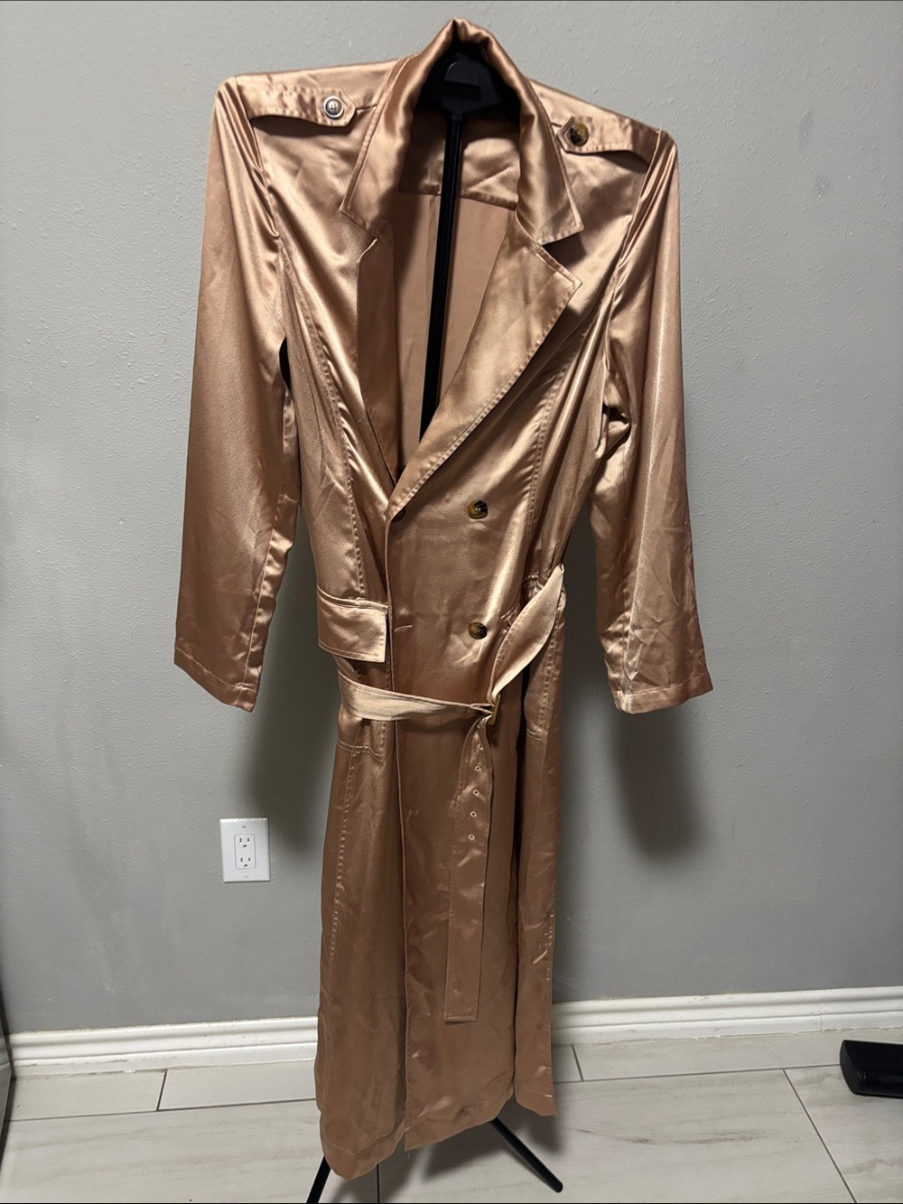 Women's Metallic Bronze Trench Coat